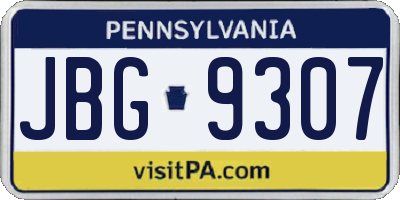 PA license plate JBG9307