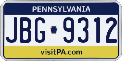 PA license plate JBG9312