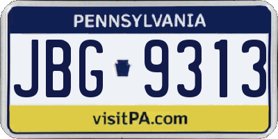 PA license plate JBG9313