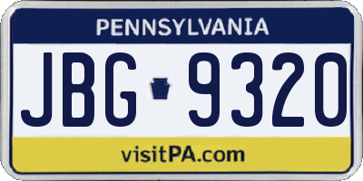 PA license plate JBG9320