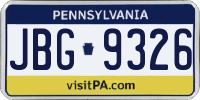 PA license plate JBG9326