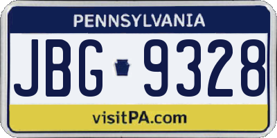 PA license plate JBG9328