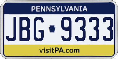 PA license plate JBG9333