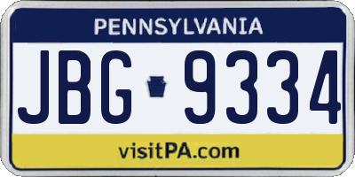 PA license plate JBG9334