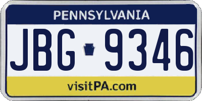 PA license plate JBG9346