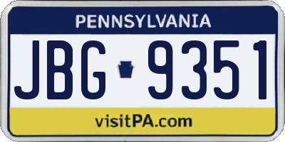 PA license plate JBG9351