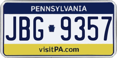 PA license plate JBG9357