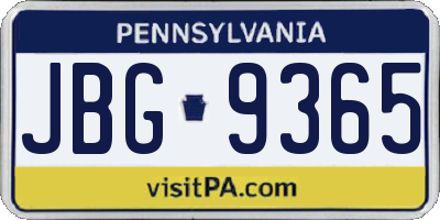 PA license plate JBG9365
