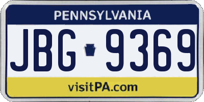 PA license plate JBG9369