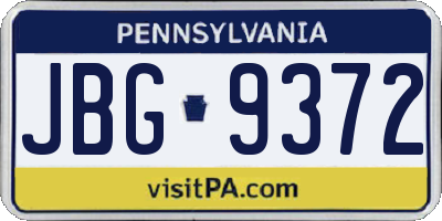 PA license plate JBG9372