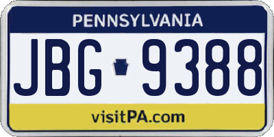 PA license plate JBG9388