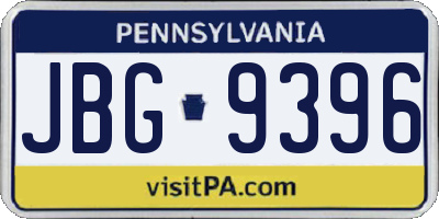 PA license plate JBG9396