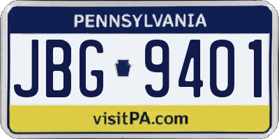 PA license plate JBG9401