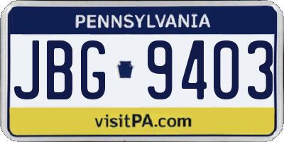 PA license plate JBG9403