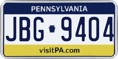 PA license plate JBG9404