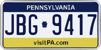 PA license plate JBG9417
