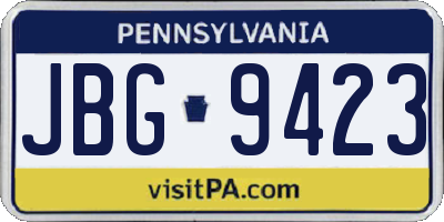 PA license plate JBG9423