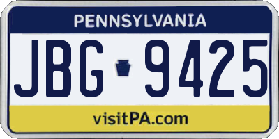 PA license plate JBG9425