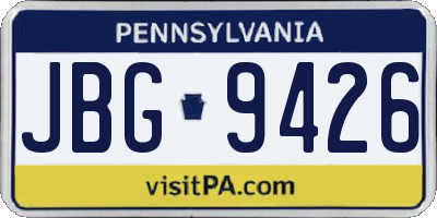 PA license plate JBG9426