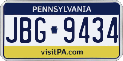 PA license plate JBG9434