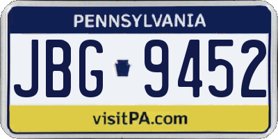PA license plate JBG9452