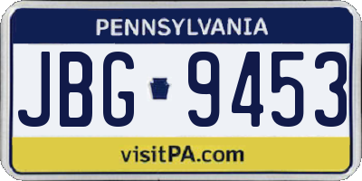 PA license plate JBG9453