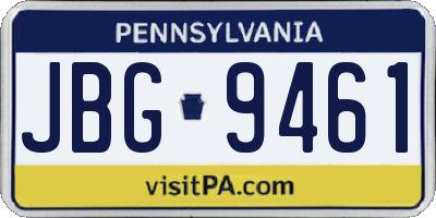 PA license plate JBG9461