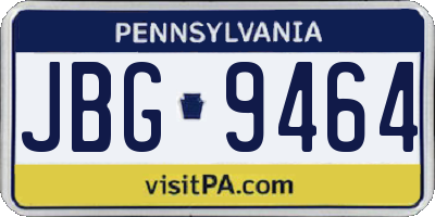 PA license plate JBG9464