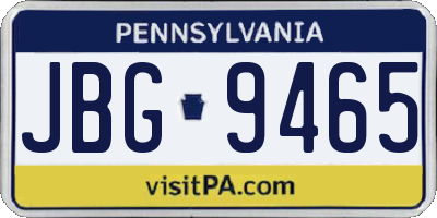 PA license plate JBG9465