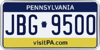 PA license plate JBG9500