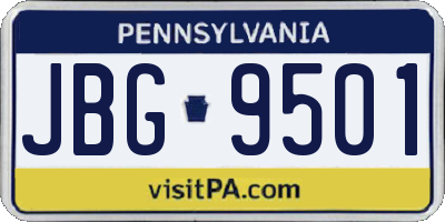 PA license plate JBG9501