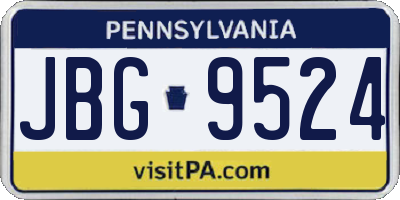 PA license plate JBG9524