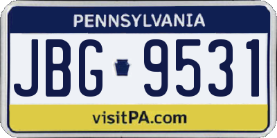 PA license plate JBG9531