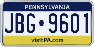 PA license plate JBG9601