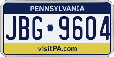PA license plate JBG9604