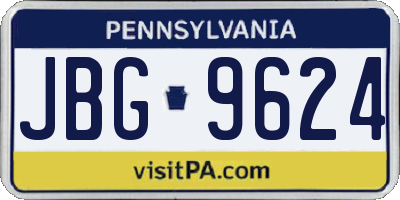 PA license plate JBG9624