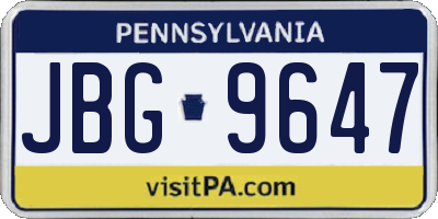 PA license plate JBG9647