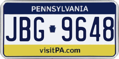 PA license plate JBG9648
