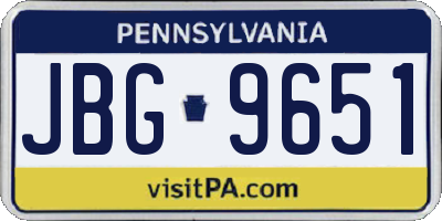 PA license plate JBG9651