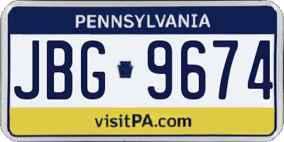 PA license plate JBG9674