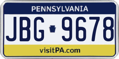 PA license plate JBG9678
