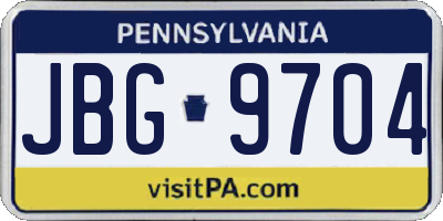 PA license plate JBG9704