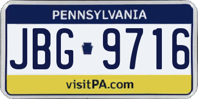 PA license plate JBG9716