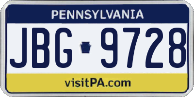 PA license plate JBG9728