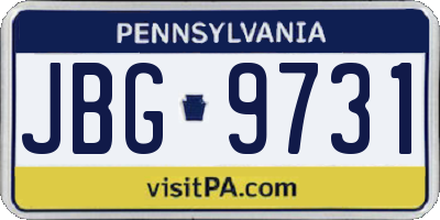 PA license plate JBG9731
