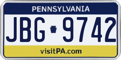 PA license plate JBG9742