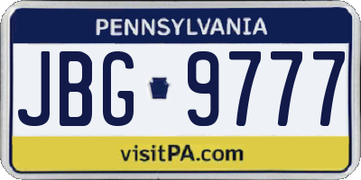 PA license plate JBG9777