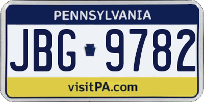 PA license plate JBG9782