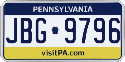 PA license plate JBG9796