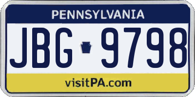 PA license plate JBG9798